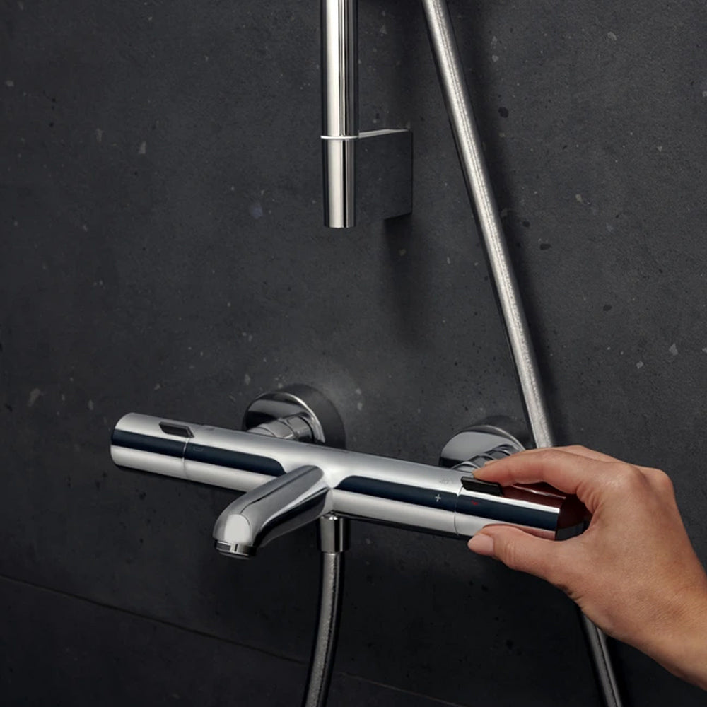 hansgrohe 漢斯格雅Ecostat Fine 雙色恆溫浴缸龍頭滑桿組13325 24160 – 德意衛浴