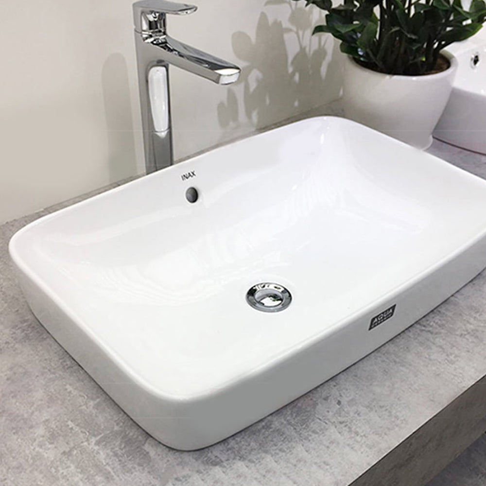 INAX 伊奈日本品牌半嵌盆面盆臉盆58cm AL-299V-TW/BW1 – 德意衛浴