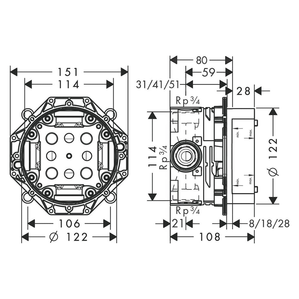 
                  
                    hansgrohe 漢斯格雅 iBox universal 壁埋管線盒 埋壁軸心 軸心 01800
                  
                