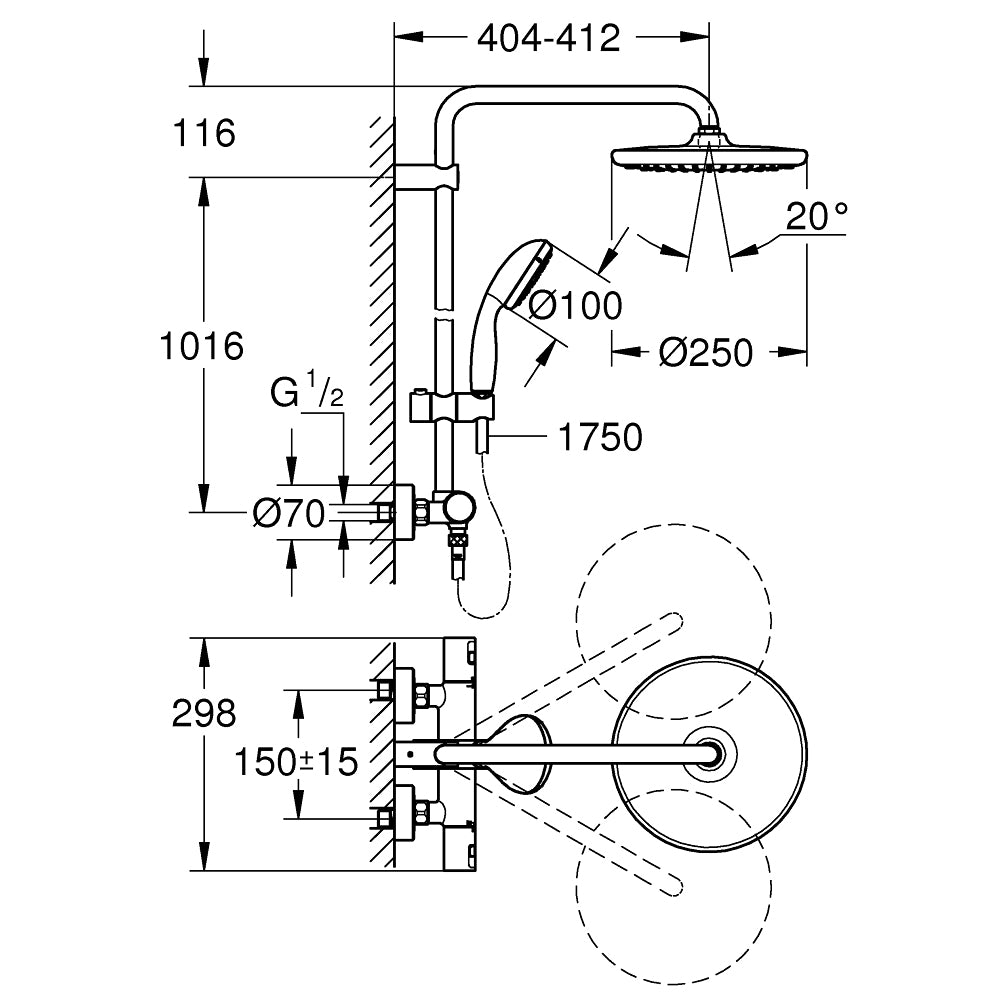 
                  
                    GROHE 高儀 VITALIO START SYSTEM 250 頂灑 淋浴龍頭 266772430
                  
                