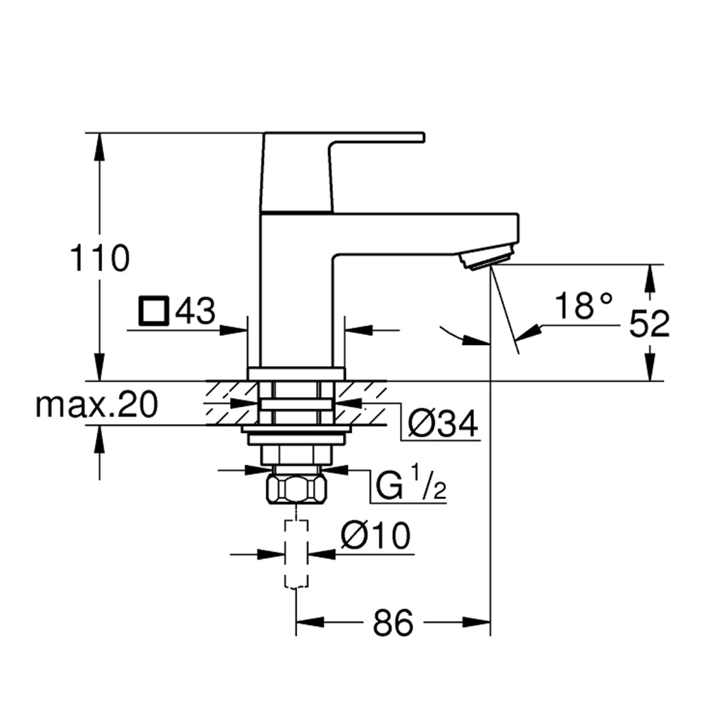 
                  
                    GROHE 高儀 德國品牌 EUROCUBE 單冷水 面盆龍頭 臉盆龍頭 (XS) 23137
                  
                