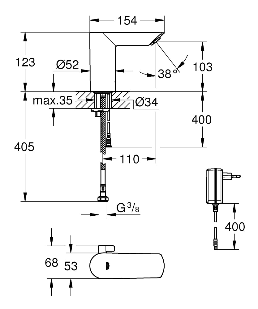 
                  
                    GROHE 高儀 德國品牌 COSMOPOLITAN E 面盆龍頭 感應龍頭 36453
                  
                