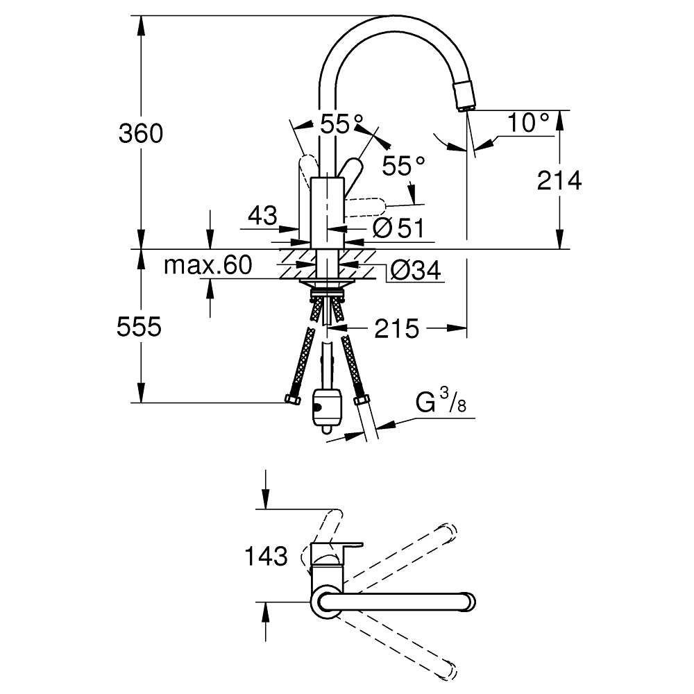 
                  
                    GROHE 高儀 EUROSTYLE COSMOPOLITAN 側把手 廚房龍頭 伸縮龍頭 31126
                  
                