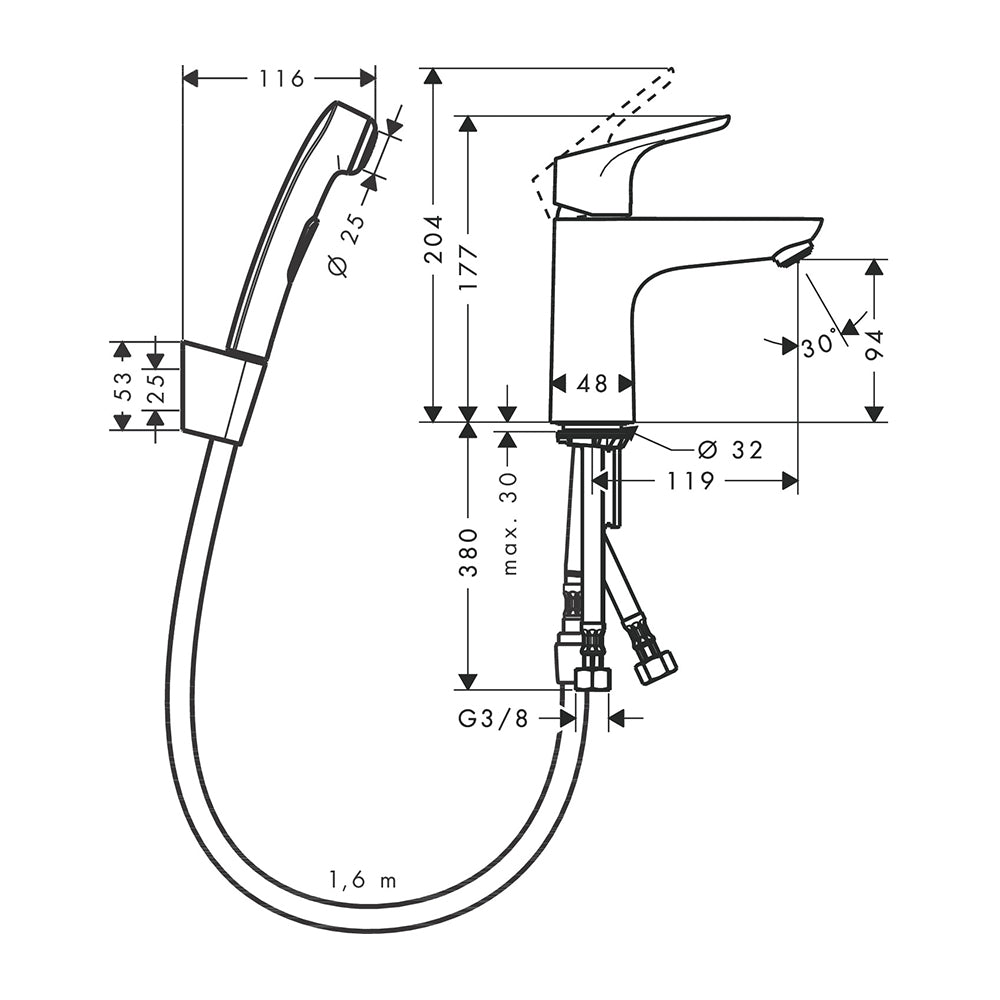 
                  
                    hansgrohe 漢斯格雅 Focus 面盆龍頭 臉盆龍頭 水龍頭 沖洗器 31927
                  
                