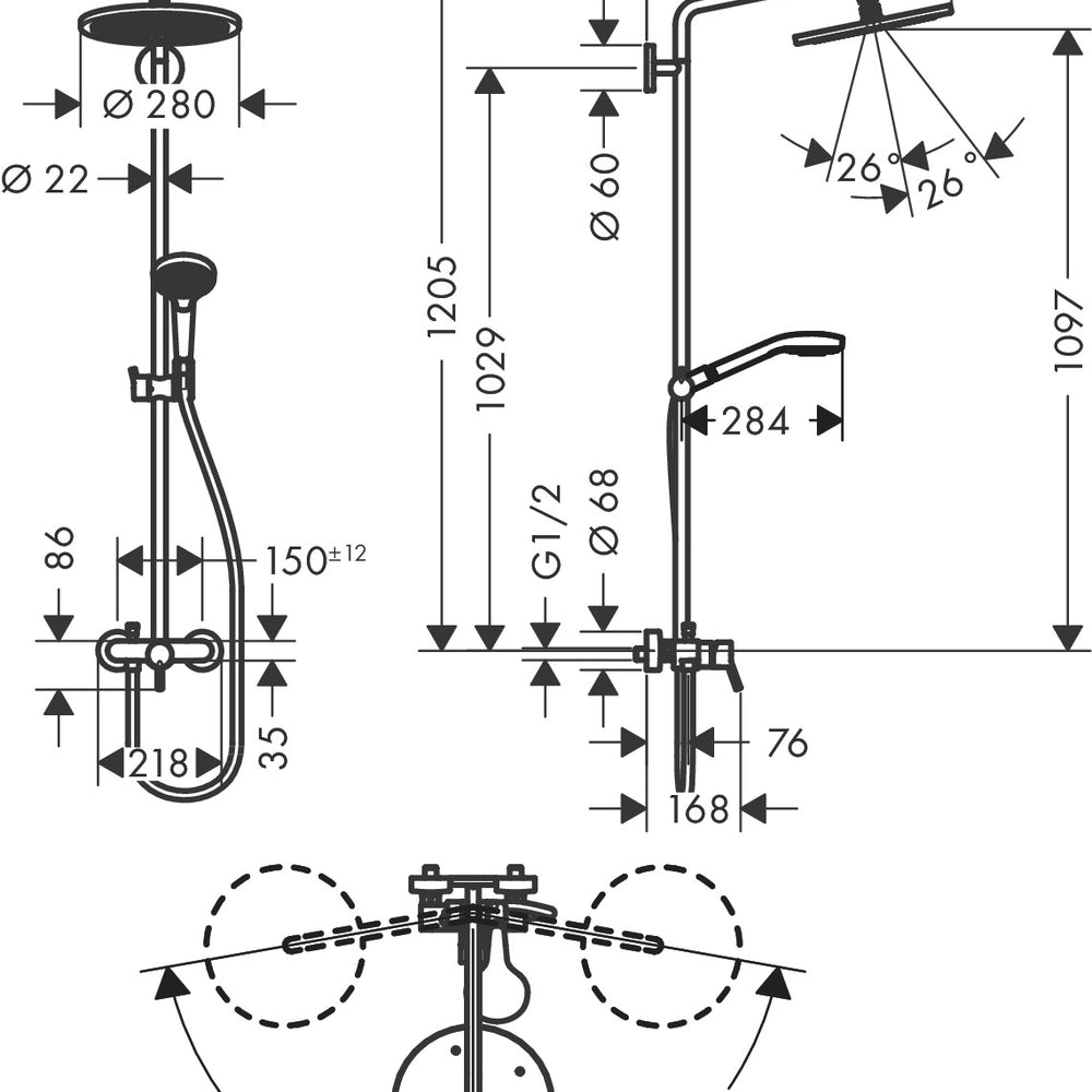 
                  
                    hansgrohe 漢斯格雅 Croma Select S 恆溫 頂灑 淋浴龍頭組 26891
                  
                