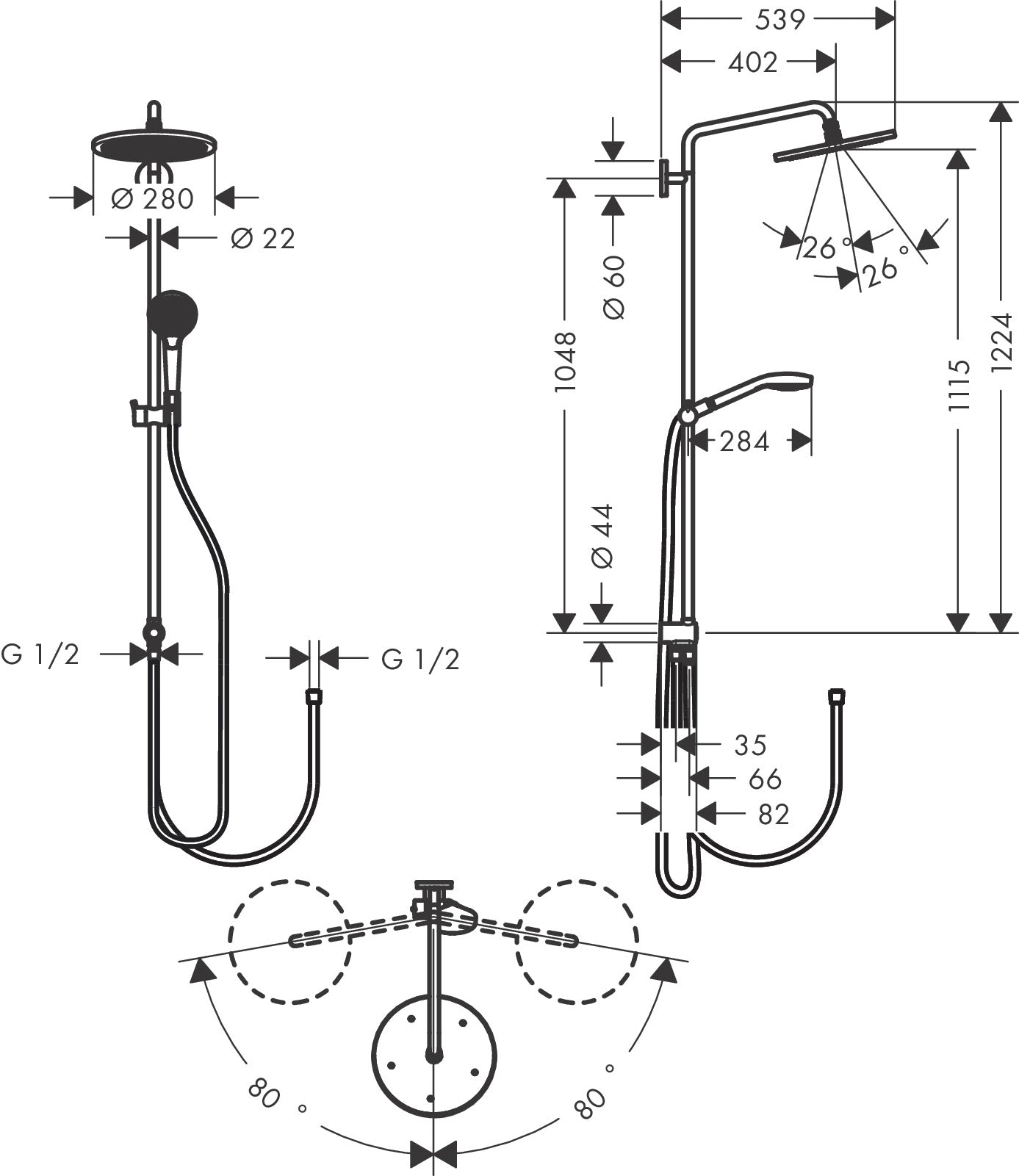 
                  
                    hansgrohe 漢斯格雅 Croma Select S 淋浴花灑管 26793
                  
                