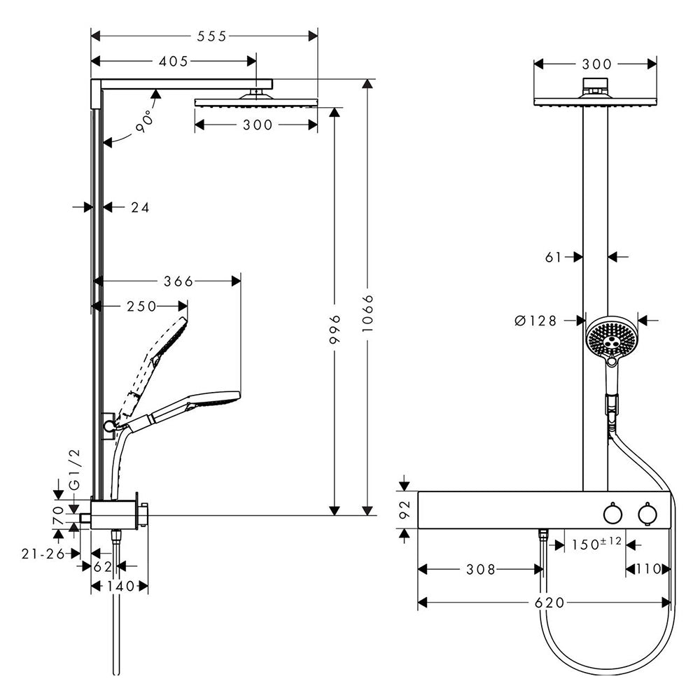 
                  
                    hansgrohe 漢斯格雅 Raindance E 恆溫 頂灑 淋浴置物架組 27363
                  
                