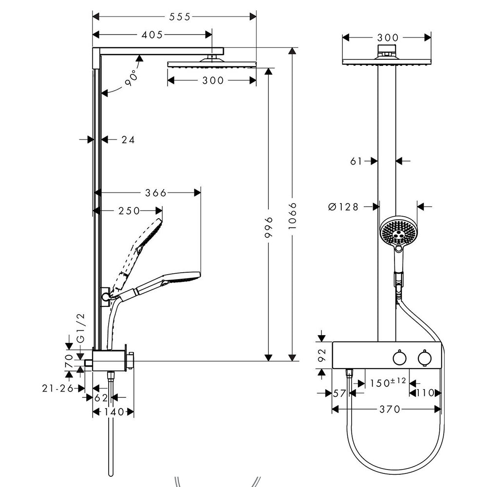 
                  
                    hansgrohe 漢斯格雅 Raindance E 恆溫 頂灑 淋浴置物架組 27361
                  
                