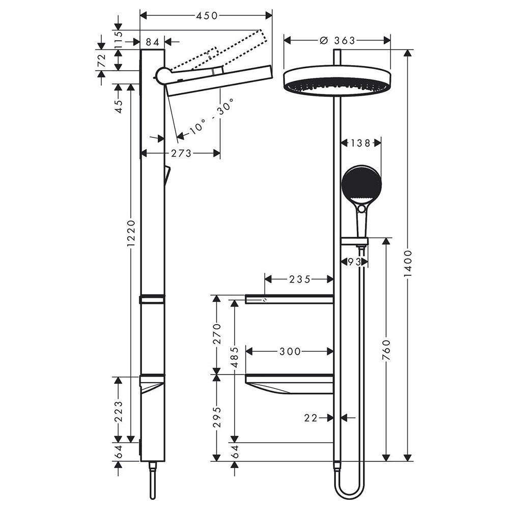 
                  
                    hansgrohe 漢斯格雅 Rainfinity 雙色 頂灑 淋浴置物架組 26842
                  
                