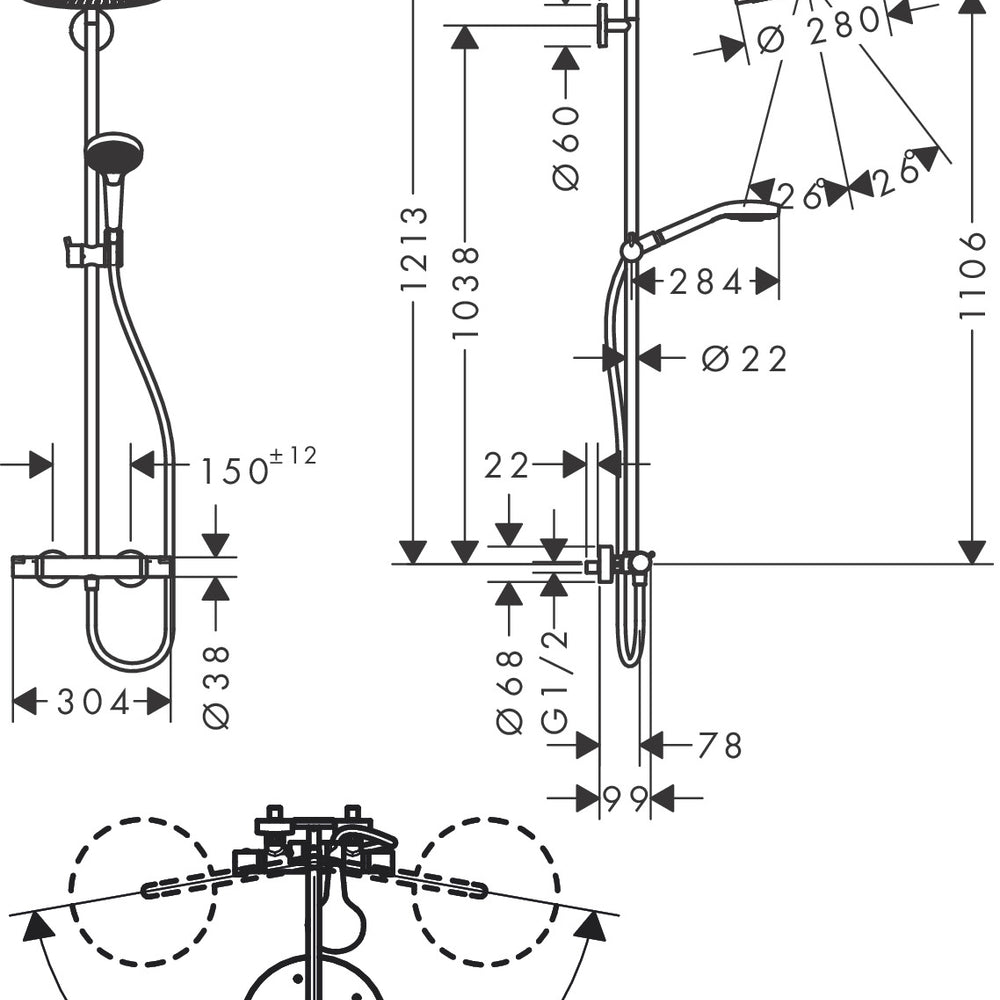 
                  
                    hansgrohe 漢斯格雅 Croma Select S 多色 恆溫 頂灑 淋浴龍頭組 26890
                  
                