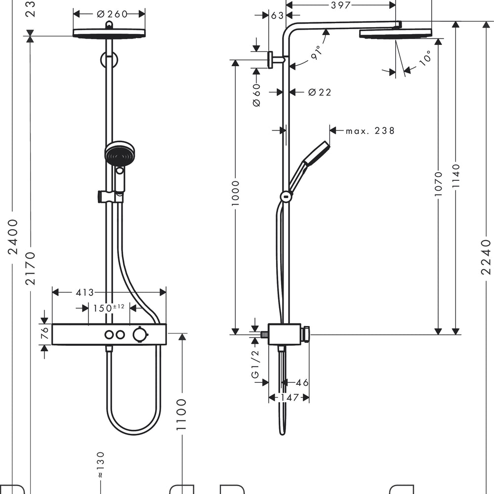 
                  
                    hansgrohe 漢斯格雅 Pulsify S 多色 恆溫 頂灑 淋浴龍頭組 24220
                  
                