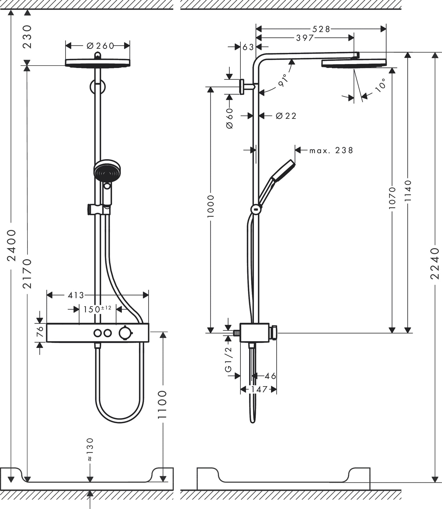 
                  
                    hansgrohe 漢斯格雅 Pulsify S 多色 恆溫 頂灑 淋浴龍頭組 24220
                  
                