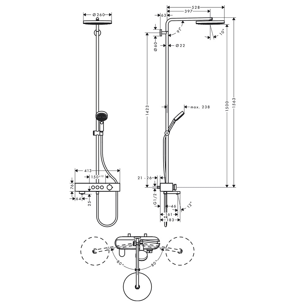 
                  
                    hansgrohe 漢斯格雅 Pulsify S 恆溫 頂灑 淋浴浴缸龍頭組 24230
                  
                