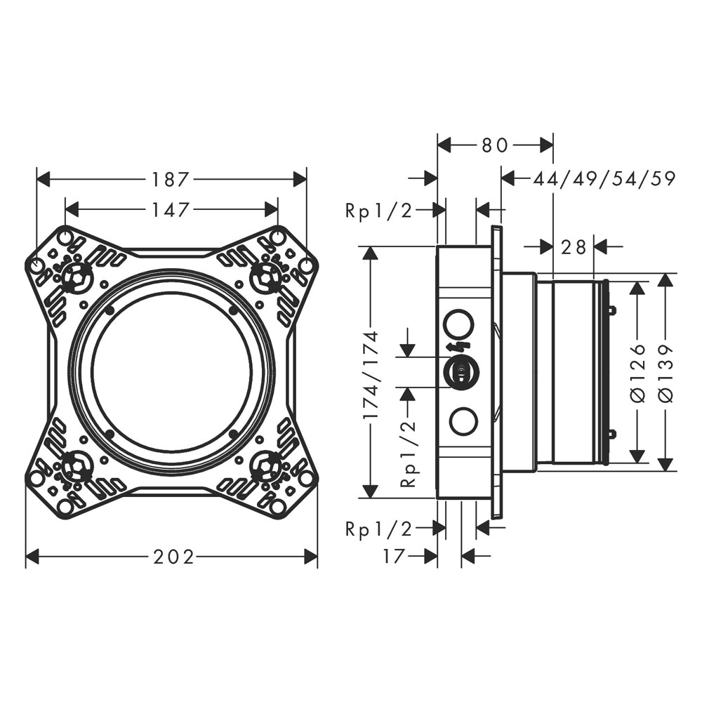 
                  
                    hansgrohe 漢斯格雅 iBox universal 壁埋管線盒 埋壁軸心 軸心 01500
                  
                