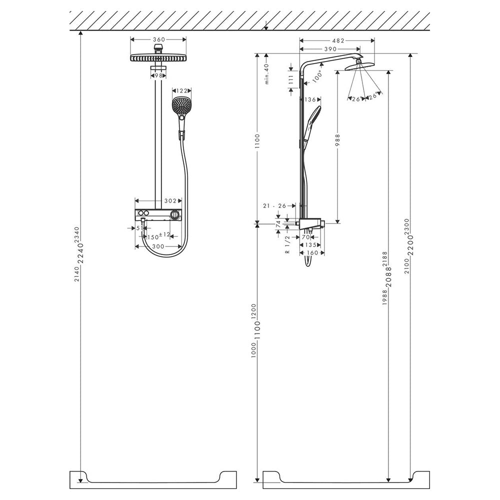 
                  
                    hansgrohe 漢斯格雅 Raindance E 雙色 恆溫 頂灑 淋浴置物架組 27288
                  
                