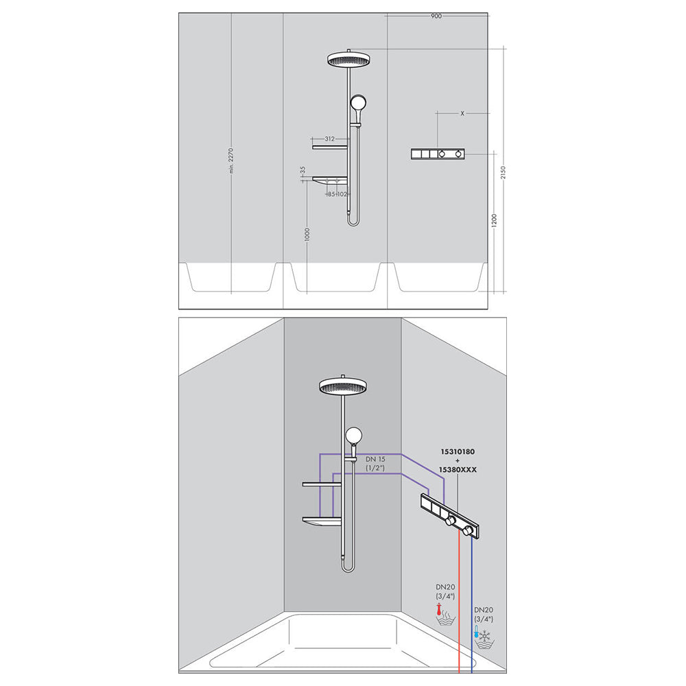 
                  
                    hansgrohe 漢斯格雅 Rainfinity 雙色 頂灑 淋浴置物架組 26842
                  
                