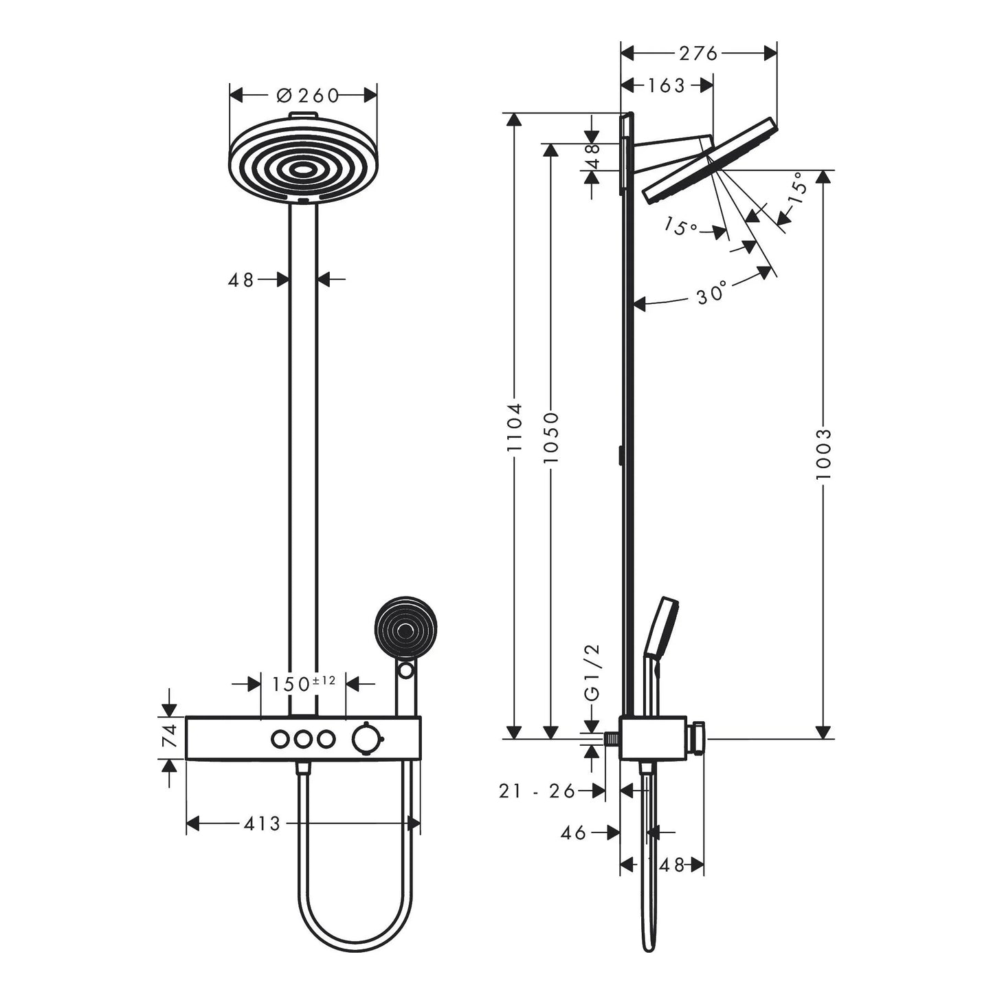 
                  
                    hansgrohe 漢斯格雅 Pulsify S 多色 恆溫 頂灑 淋浴龍頭組 24240
                  
                