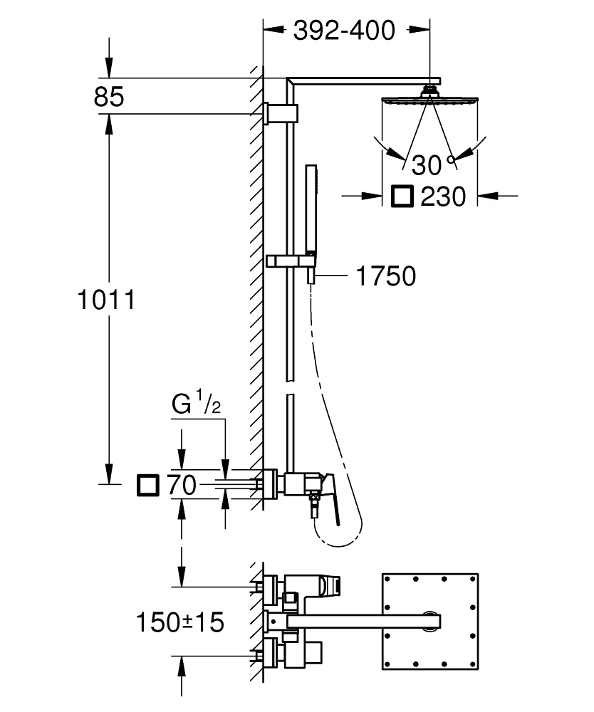 
                  
                    GROHE 高儀 EUPHORIA CUBE SYSTEM 230 頂灑 淋浴龍頭 23147
                  
                