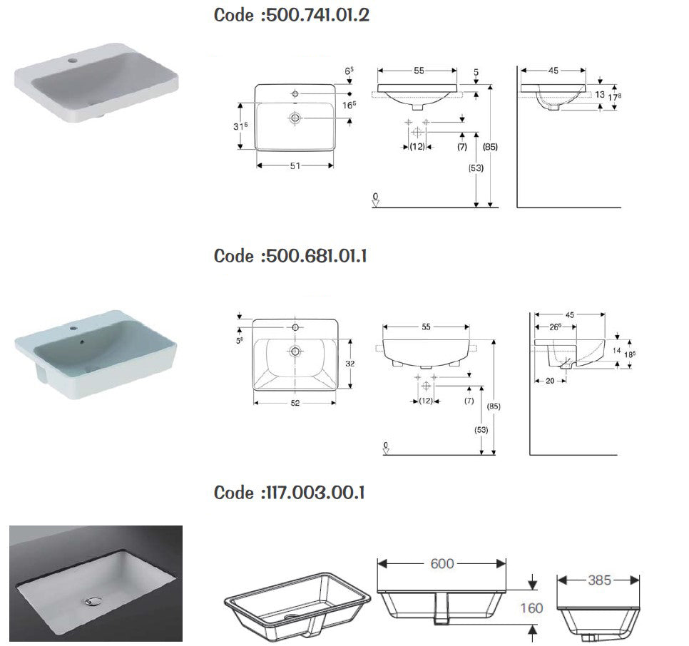 
                  
                    GEBERIT 德國品牌 VariForm系列 不可壁掛 半崁盆 臉盆 面盆 50074 11700
                  
                