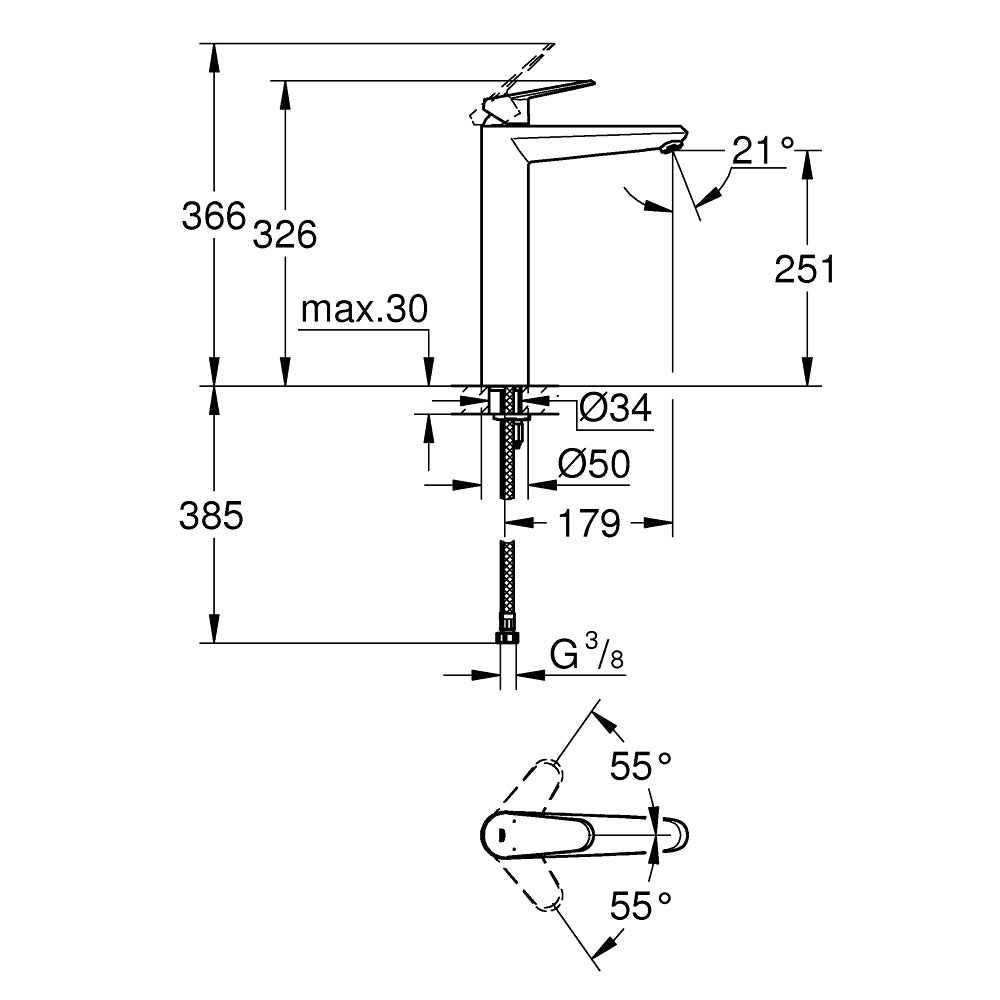 
                  
                    GROHE 高儀 德國品牌 EURODISC COSMOPOLITAN 高腳面盆龍頭 臉盆龍頭 (XL) 23432
                  
                