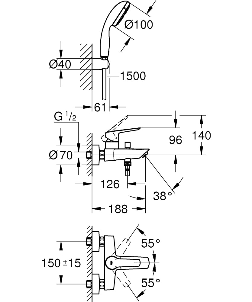 
                  
                    GROHE 高儀 德國品牌 START VITALIO 100 浴缸龍頭 蓮蓬頭組 23413
                  
                