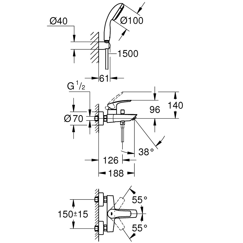 
                  
                    GROHE 高儀 德國品牌 EUROSMART 浴缸龍頭 蓮蓬頭組 33302
                  
                