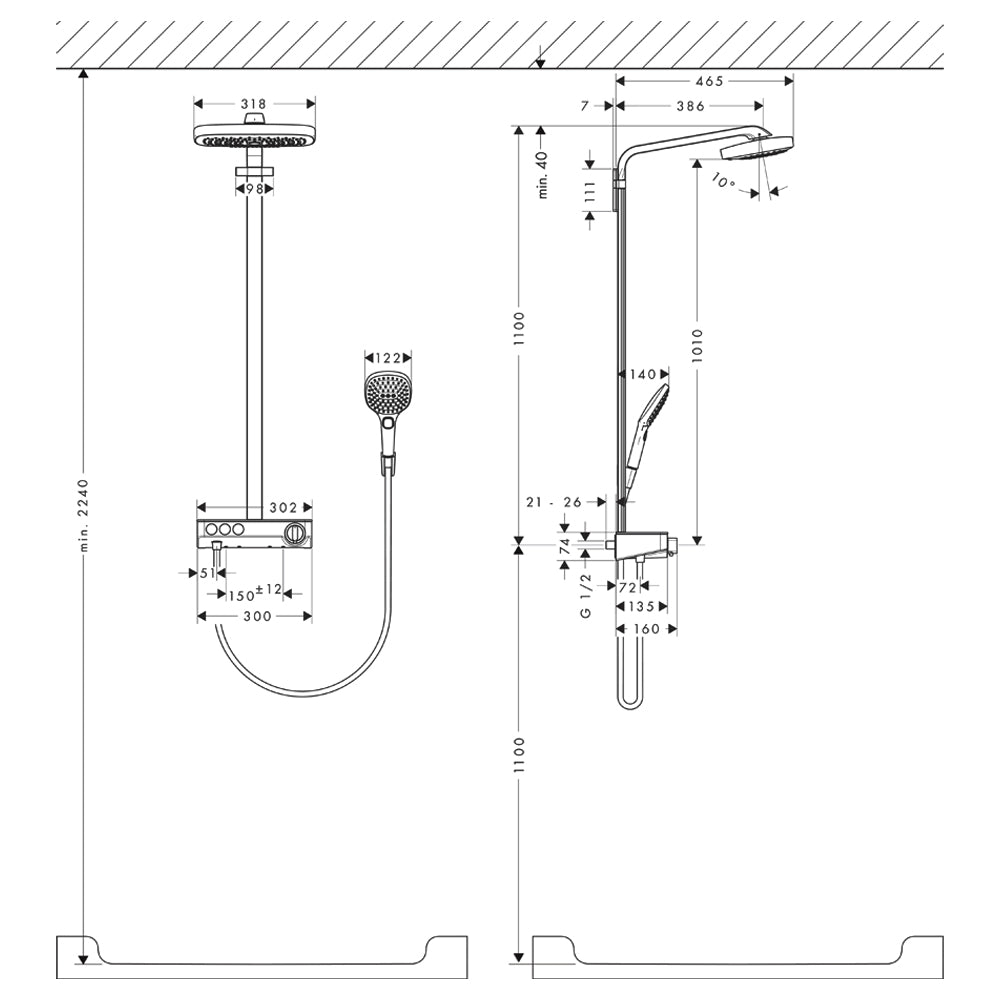 
                  
                    hansgrohe 漢斯格雅 Raindance Select E 雙色 恆溫 頂灑 淋浴置物架組 27127
                  
                