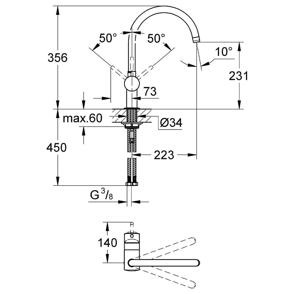 
                  
                    GROHE 高儀 MINTA 側把手 廚房龍頭 32917
                  
                