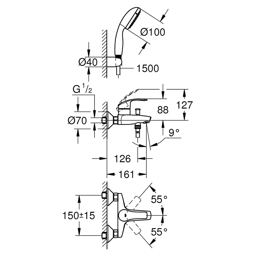 
                  
                    GROHE 高儀 德國品牌 EUROSMART 浴缸龍頭 蓮蓬頭組 33302
                  
                