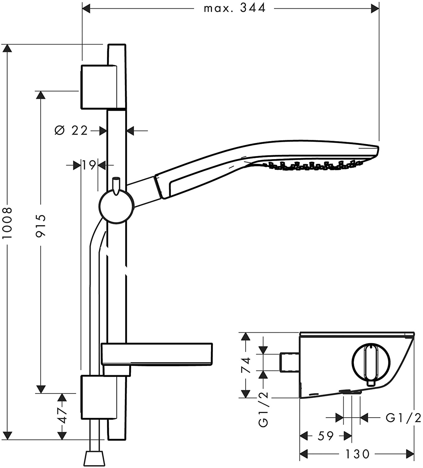 
                  
                    hansgrohe 漢斯格雅 Raindance 雙色 恆溫 淋浴龍頭 滑桿組 27037
                  
                