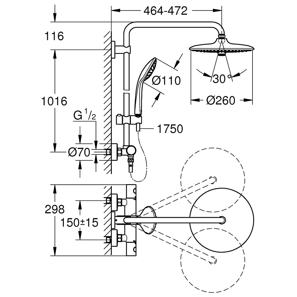 
                  
                    GROHE 高儀 EUPHORIA SYSTEM 160 恆溫 頂灑 恆溫龍頭 27296
                  
                