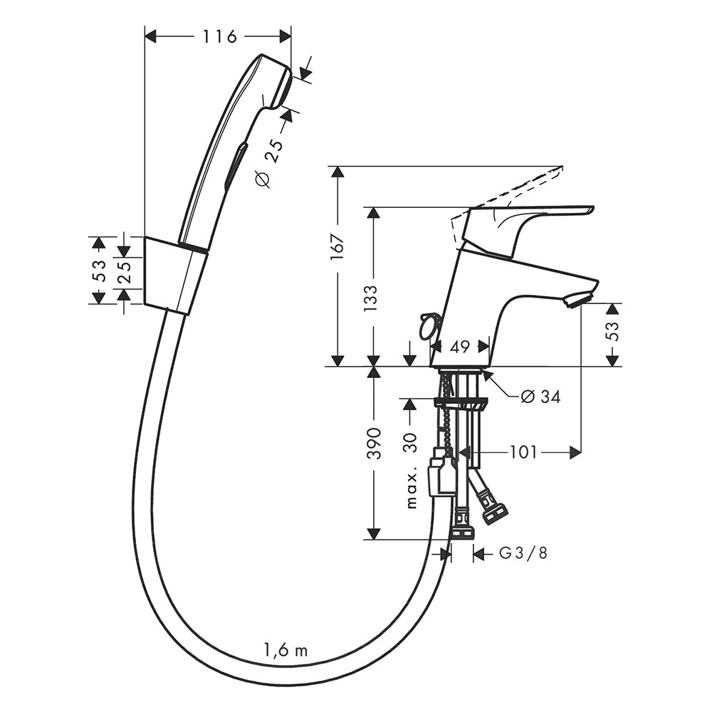 
                  
                    hansgrohe 漢斯格雅 Talis Select S 面盆龍頭 臉盆龍頭 水龍頭 沖洗器 31926
                  
                