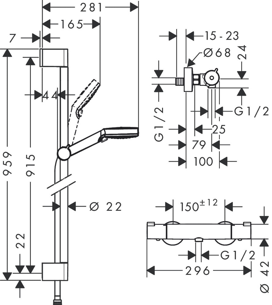 
                  
                    hansgrohe 漢斯格雅 Crometta 恆溫 淋浴龍頭 滑桿組 27813 27812
                  
                