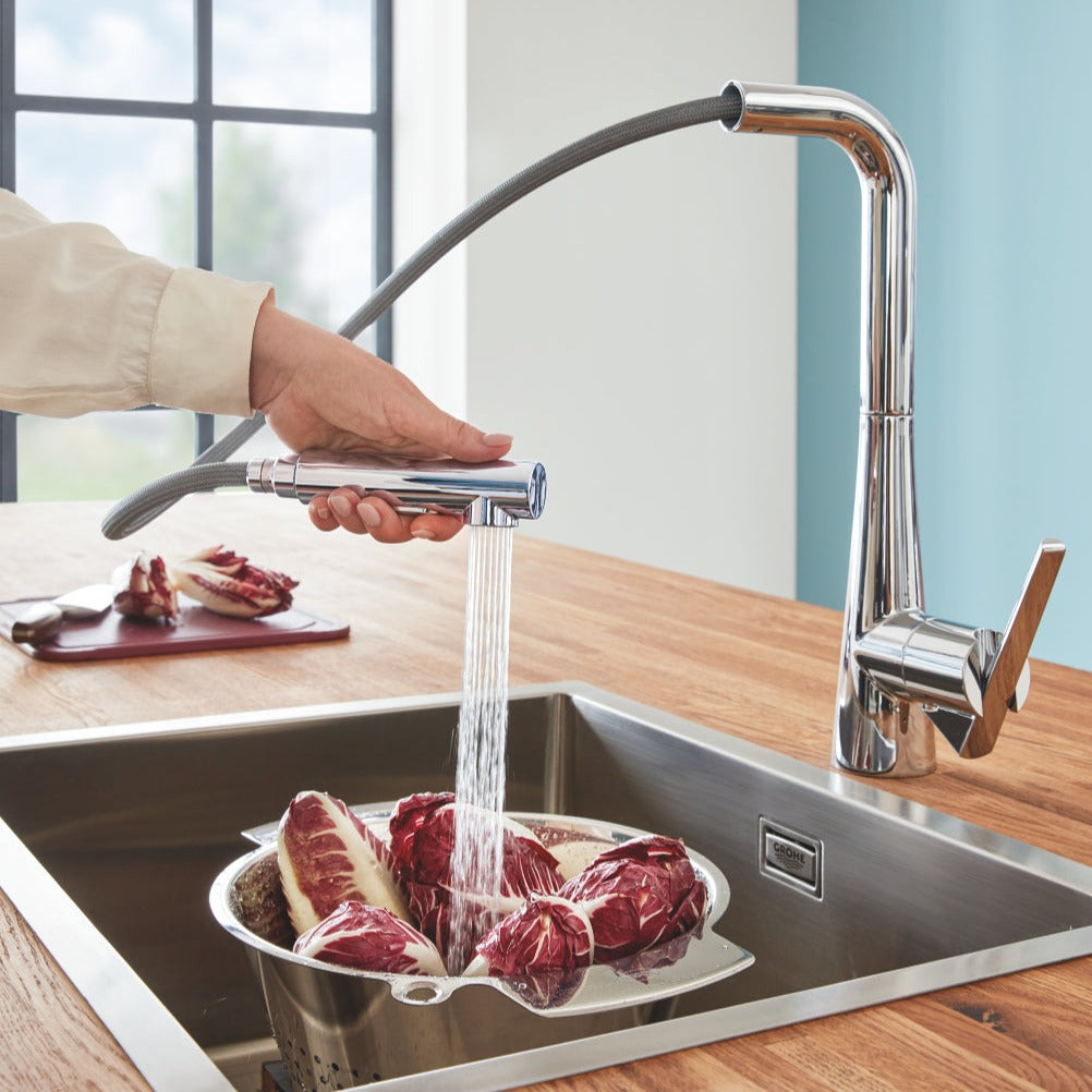 GROHE 高儀ZEDRA 雙色廚房龍頭伸縮龍頭32294 – 德意衛浴