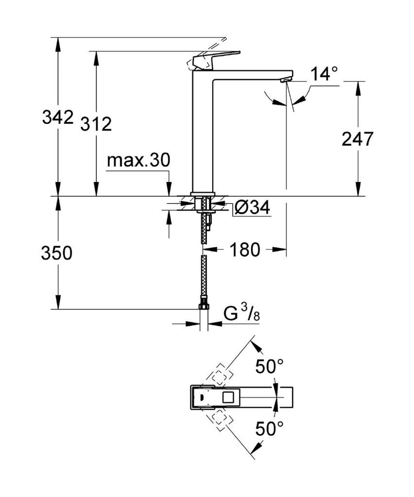 
                  
                    GROHE 高儀 德國品牌 EUROCUBE 高腳面盆龍頭 臉盆龍頭 (XL) 23406
                  
                