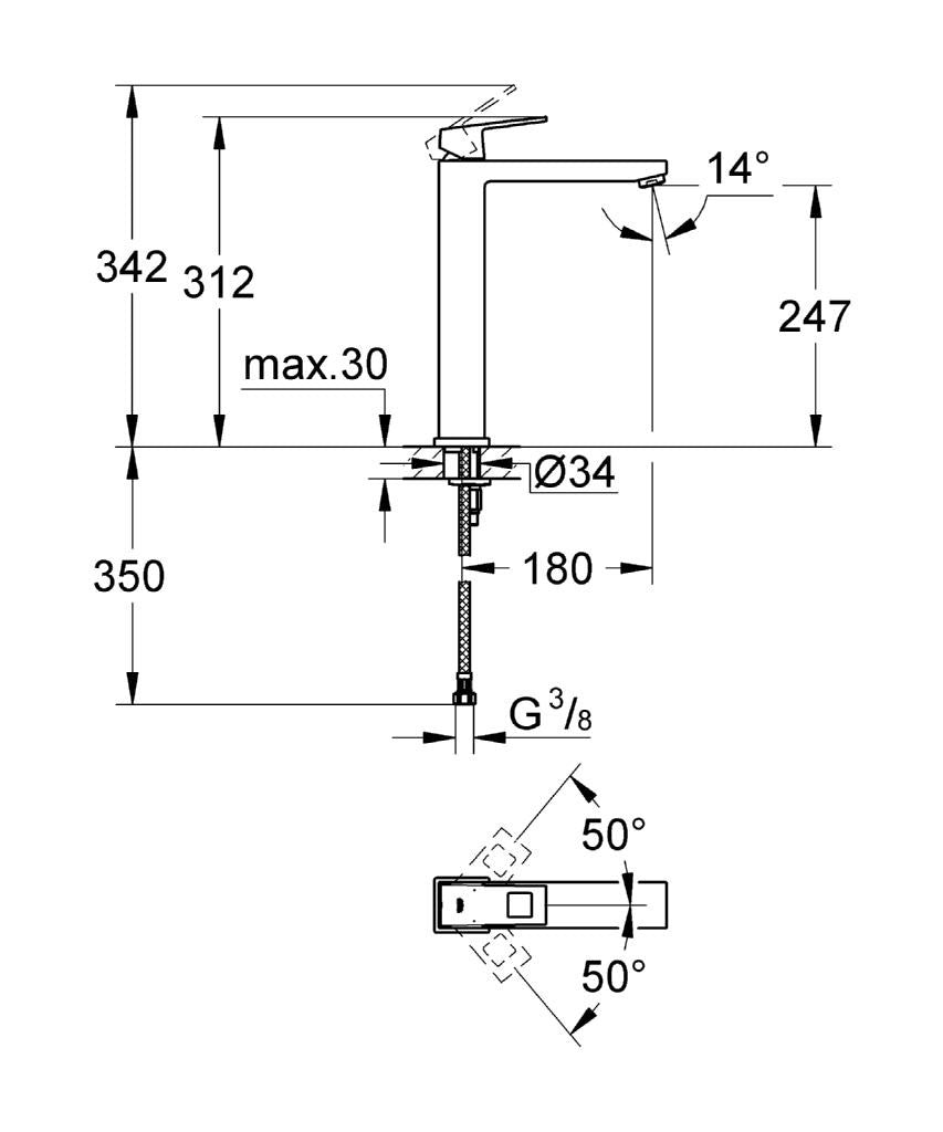 
                  
                    GROHE 高儀 德國品牌 EUROCUBE 高腳面盆龍頭 臉盆龍頭 (XL) 23406
                  
                